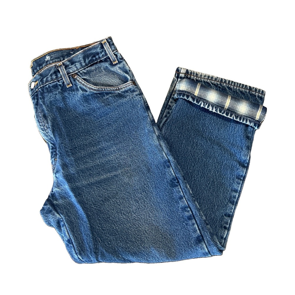 Dickies Jeans Mens 38x30 Blue Denim Flannel Lined Workwear Work Cold Comfort